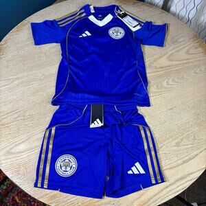 NWT ADIDAS Kids Leicester City Home 24/25 Youth Jersey Shorts Kit Set 7 Jonah 8